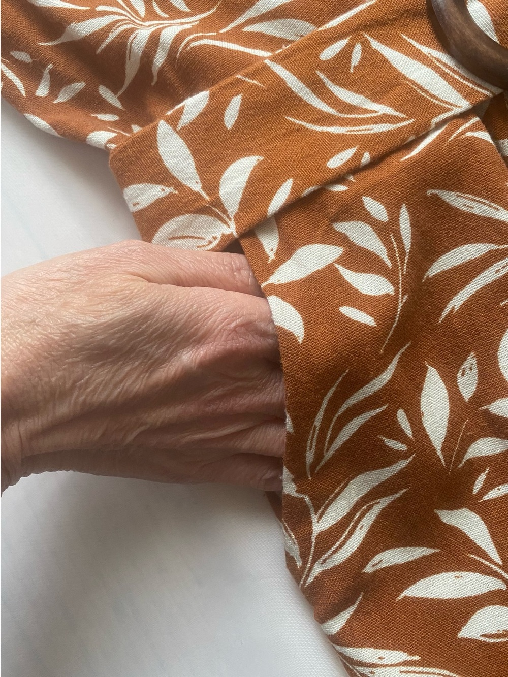 Monteau Rust Leaf-Print Wide-Leg Belted Jumpsuit - Picture 5 of 16